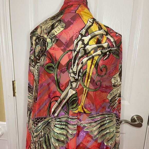 NWT Christian Audigier 100%silk multi color extra large scarf - Picture 2 of 13